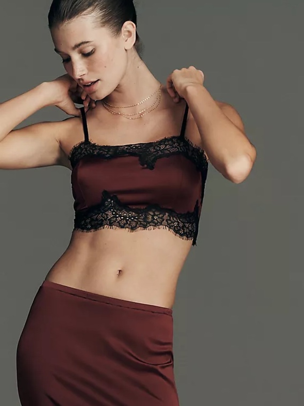 Lyrebird anthropologie Lace Trim Burgundy Bralette